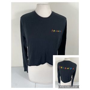 Friends The Television Series Women's Crop Top T-Shirt Size Small Black LS